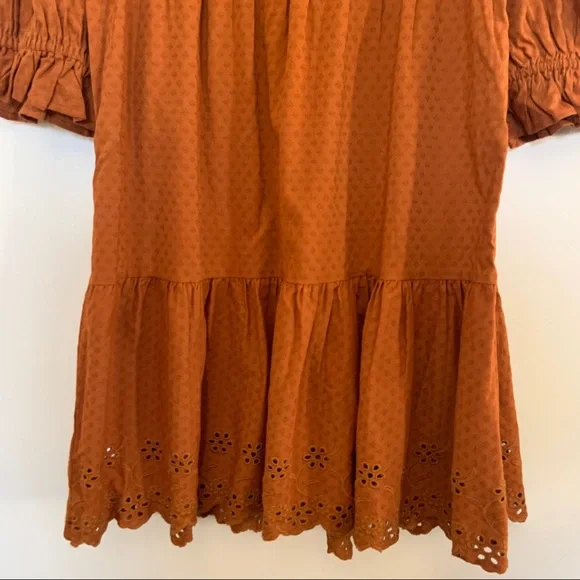 Universal Thread Rust Ruffle Long Sleeve Ruffle Dress - Picture 9 of 14